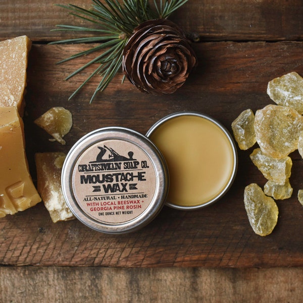 Natural Mustache Wax with Local Beeswax and Pine Rosin