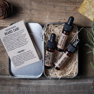 Natural Beard Oil Sampler Set // Handmade, Vegan, Palm Free // Scented with Essential Oils & Extracts // Gifts for Men