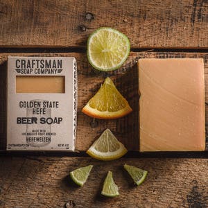 Beer Soap, Golden State Hefe. Citrus & Lemongrass Natural Bar Soap.