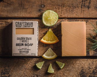 Beer Soap, Golden State Hefe. Citrus & Lemongrass Natural Bar Soap.