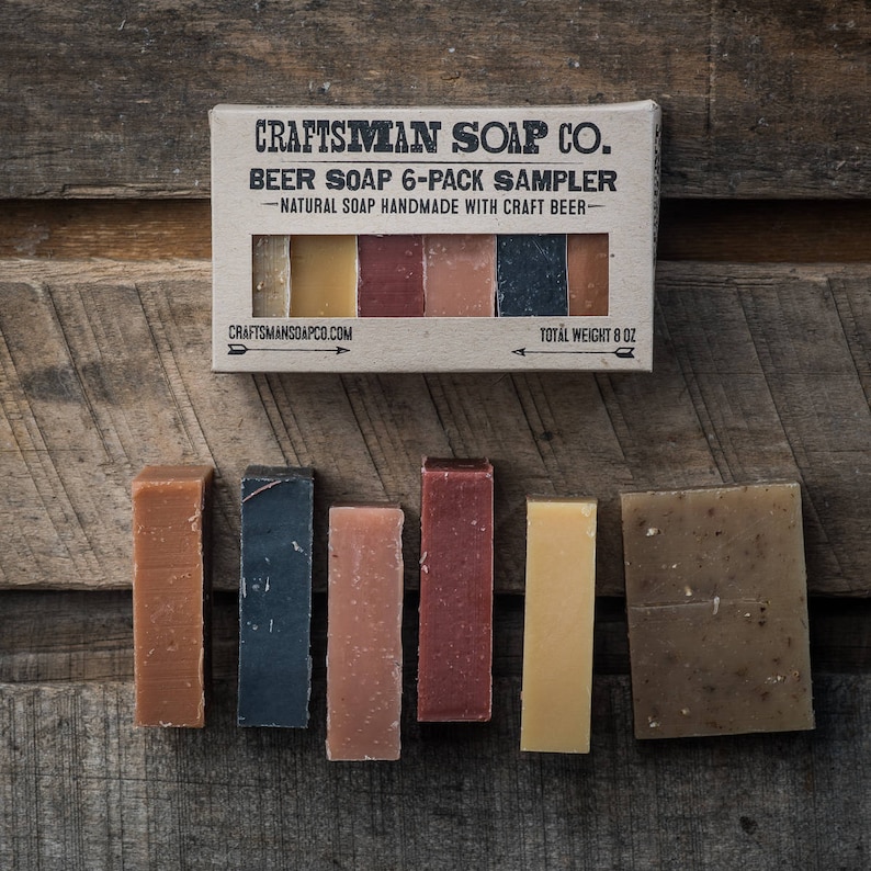 Beer Soap 6-Pack Sample Set // Natural, Handmade, and Vegan // Scented with Essential Oils & Extracts // Gifts for Men image 1