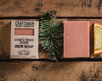 Beer Soap, Citrus & Spruce Saison. Orange, Grapefruit and Spruce Natural Soap.