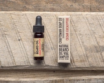 Beard Oil, Cedar Eucalyptus. Dram Vial (Sample). 100% All-Natural Handmade.