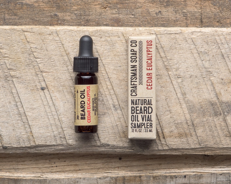 Beard Oil, Cedar Eucalyptus. Dram Vial Sample. 100% All-Natural Handmade. image 1