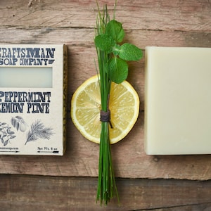 Peppermint Lemon Pine. Woodsy Mint & Citrus Bar Soap. 100% All-Natural Handmade.