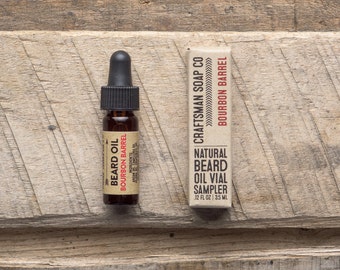 Beard Oil, Bourbon Barrel. Dram Vial (Sample). 100% All-Natural Handmade.