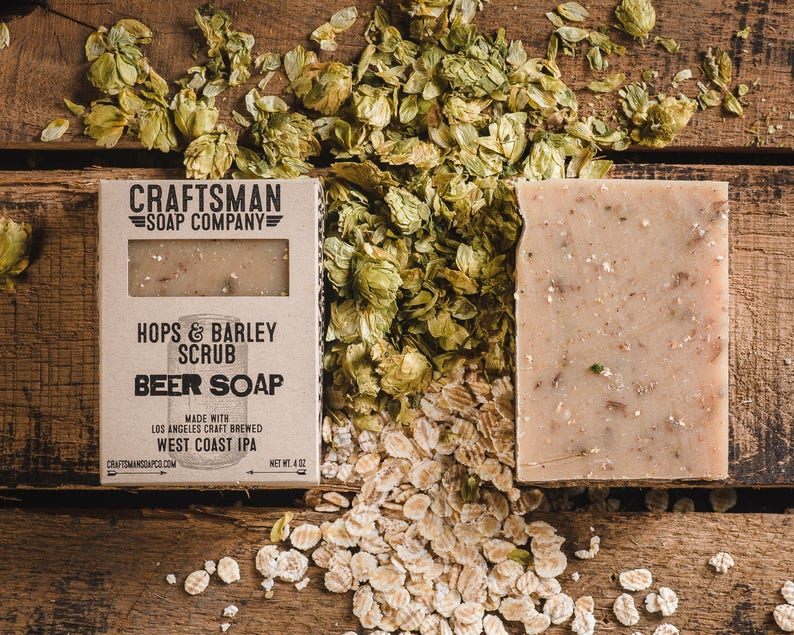 Beer Soap, Hops & Barley IPA Scrub. Vegan Palm-Free Soap. 100% All-Natural Handmade. image 1