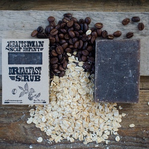 Breakfast Scrub. Coffee & Oatmeal Bar Soap. 100% All-Natural Handmade.