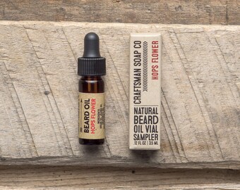 Beard Oil, Hops Flower. Dram Vial (Sample). 100% All-Natural Handmade.