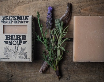 Baard Soap, alle-natuurlijke handgemaakte Bar zeep met Tea Tree, ceder, lavendel & spar