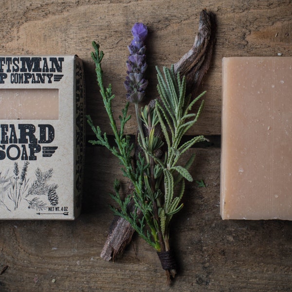 Beard Soap, All-Natural Handmade Bar Soap with Tea Tree, Cedar, Lavender & Spruce