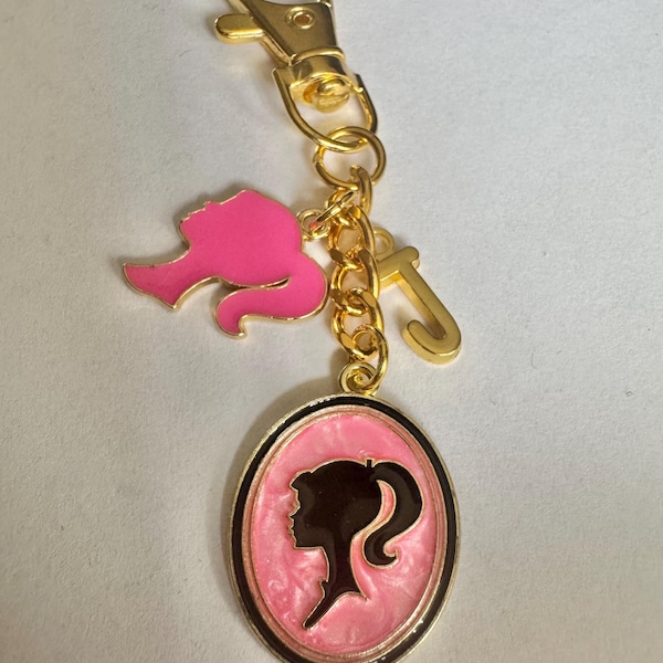 Personalized BARBIE Goldtone Purse Charm or Keychain, Initial