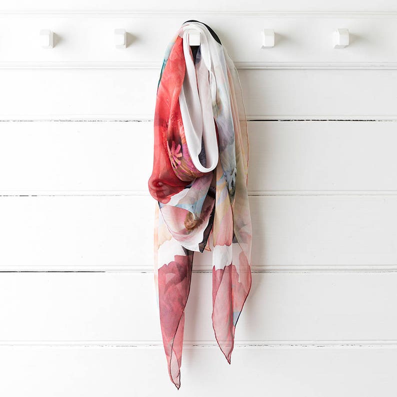 Printed Silk Scarf Poppy image 1