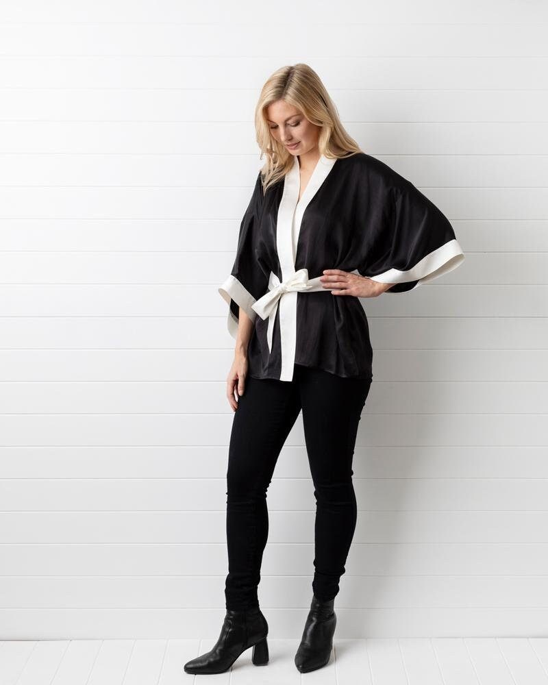 Black Kimono Jacket - Etsy Australia