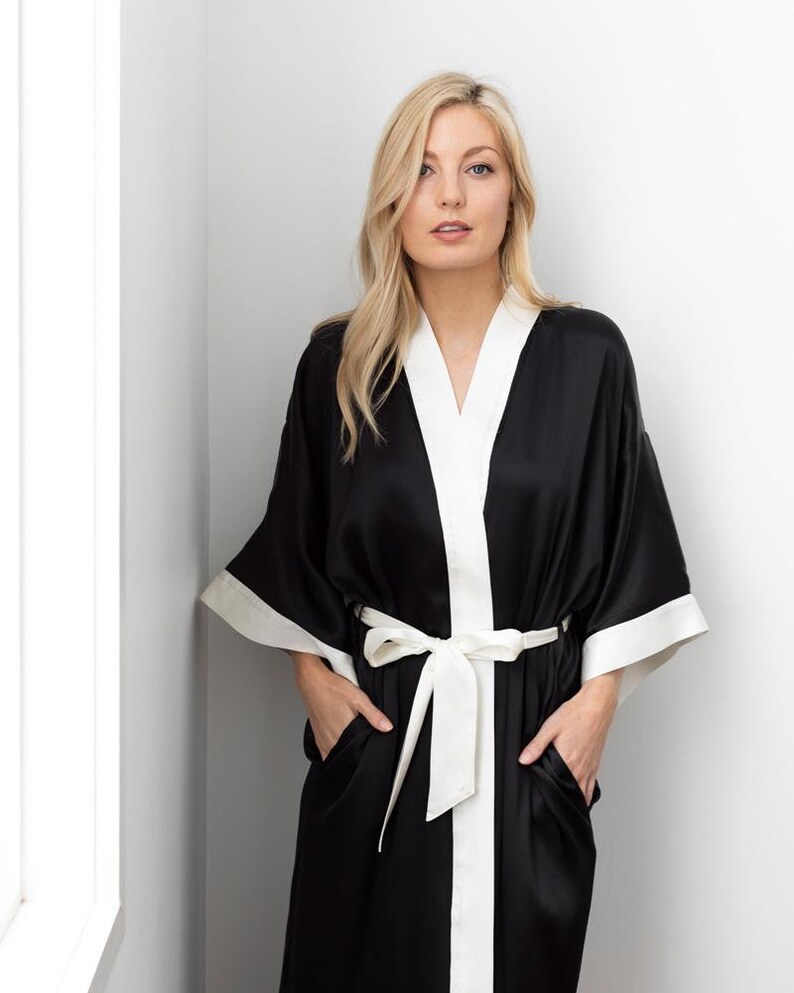 Black Kimono Robe Etsy