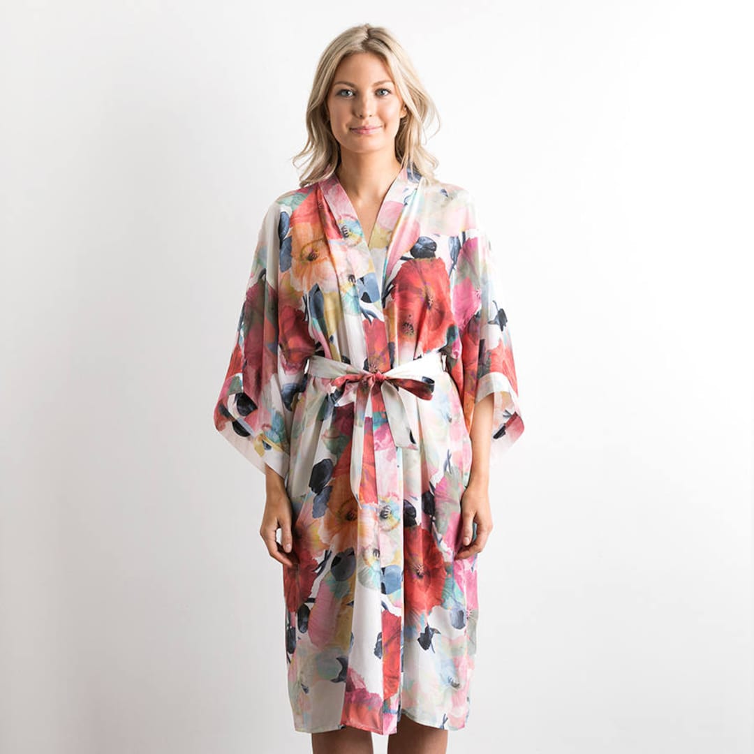 Poppy Silk Dressing Gown - Etsy