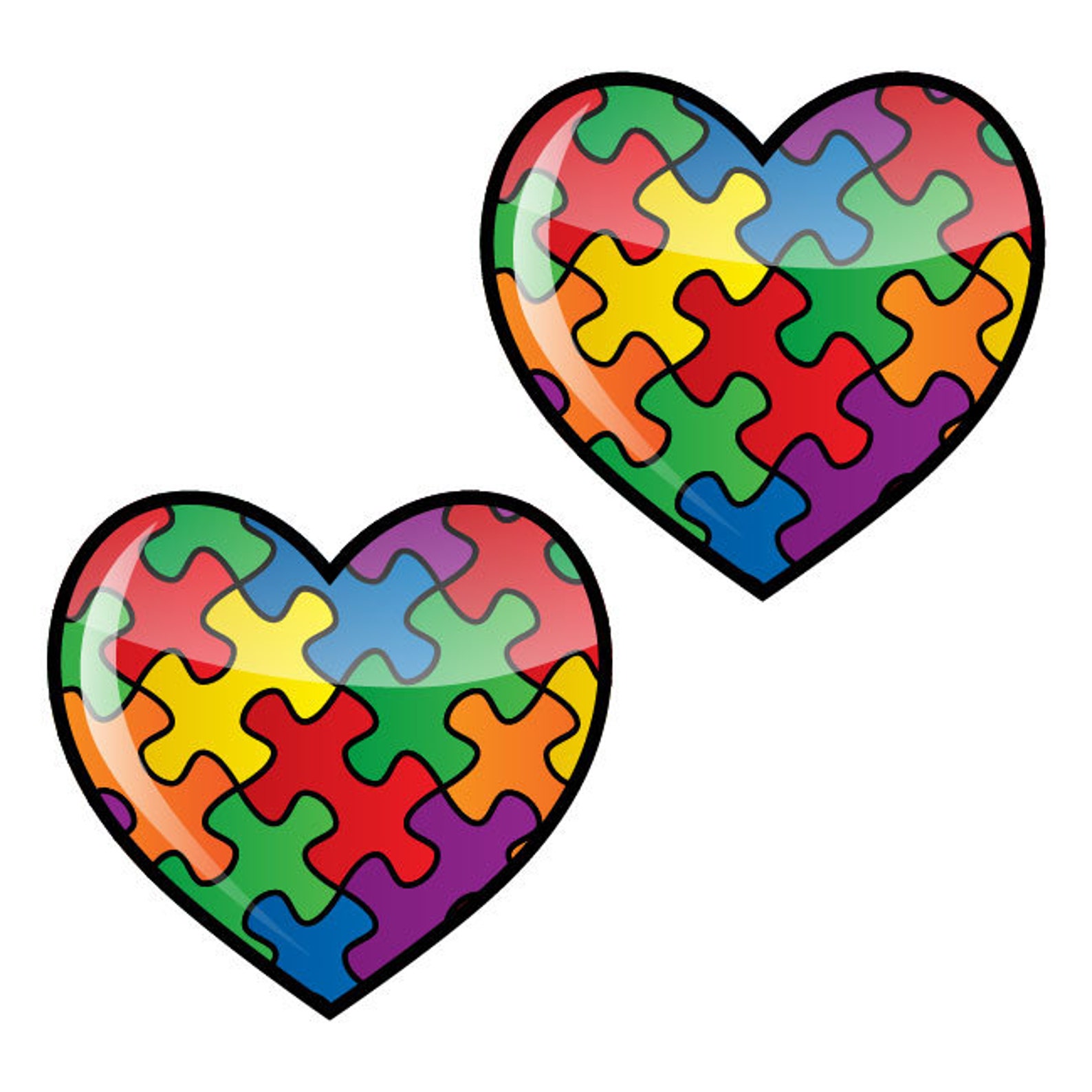 Autism Awareness HEART 2 Pack Laminated Vinyl Sticker | Etsy