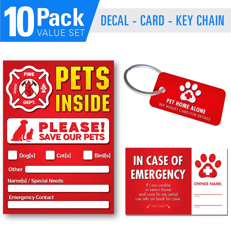 Pets Inside Stickers FIRE Safety Alert and RESCUE 6 10 12 Etsy