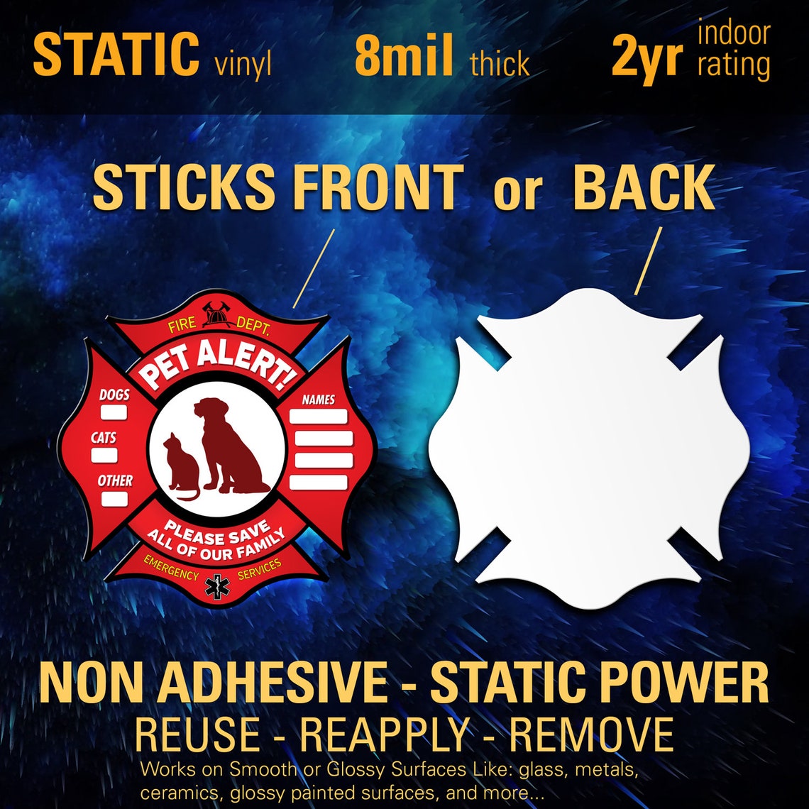 Pet Alert Static Cling FIRE safety alert and RESCUE 6 10 Etsy