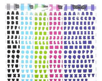 Paquete de 5 hojas de pegatinas con letras para imprimir - Ideal para álbumes de recortes y diarios.