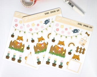 Shib's Spring Day Adventure Sticker Sheet - Bullet Journal - Planner Stickers