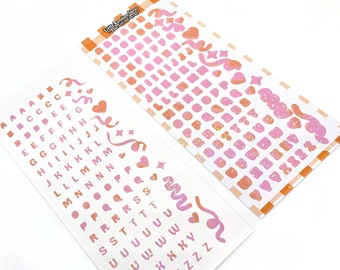 Hoja de pegatinas decorativas holográficas - Naranja - Diario, Toploader Deco, Scrapbooking, Kpop