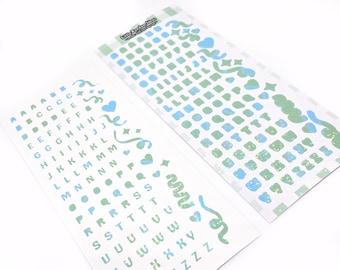 Hoja de pegatinas decorativas holográficas - Verde - Diario, Toploader Deco, Scrapbooking, Kpop