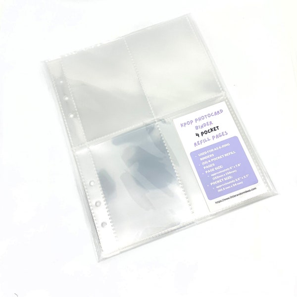 Refill Pages for A5 Binder - 4 Pockets - Pack of 10