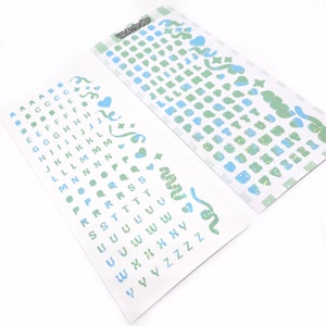 Holographic Deco Sticker Sheet - Green - Journaling, Toploader Deco, Scrapbooking, Kpop