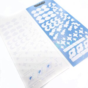 Holographic Deco Sticker Sheet - White Skies - Journaling, Toploader Deco, Scrapbooking, Kpop