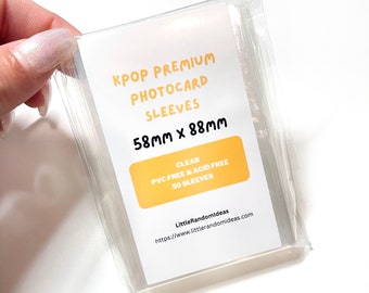 Fundas premium para tarjetas fotográficas - 58 mm x 88 mm (etiqueta naranja) - Paquete de 50 fundas - Sin PVC - Sin ácido - Aptas para archivo