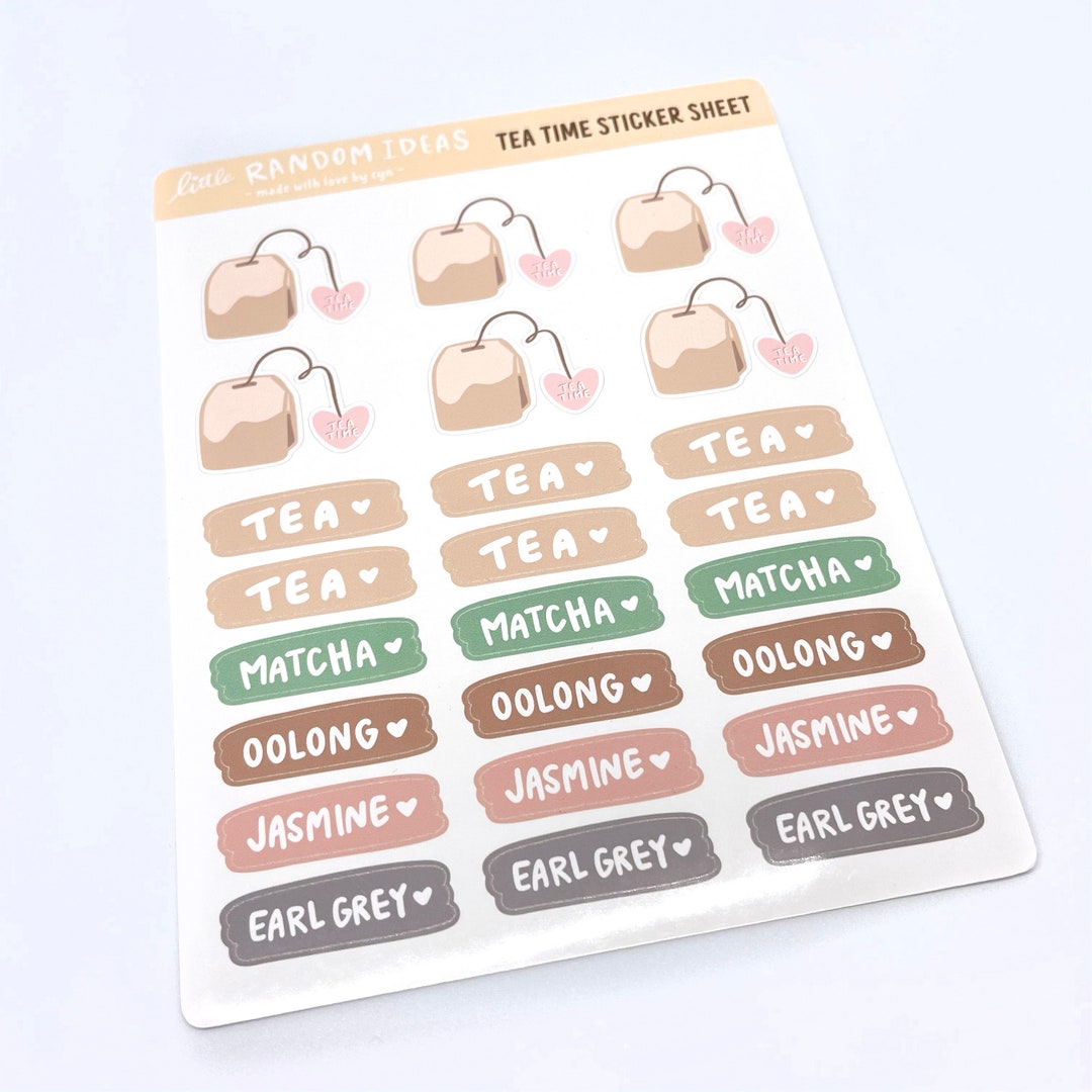 Tea Time Glossy Sticker Sheet - Bullet Journal - Planner Stickers - Etsy