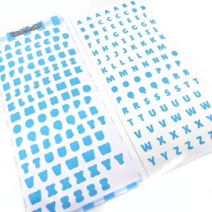 Deco Sticker Sheet - Print Letters - V1 Blue - Journaling, Toploader Deco, Scrapbooking, Kpop