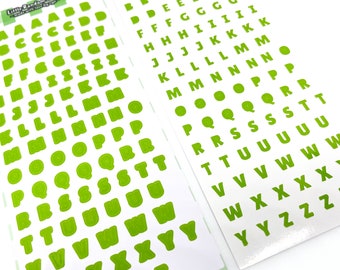 Hoja de pegatinas decorativas - Letras impresas - V1 Verde - Diario, Toploader Deco, Scrapbooking, Kpop