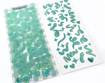 Hoja de pegatinas decorativas - Confeti holográfico - Verde - Diario, Toploader Deco, Scrapbooking, Kpop