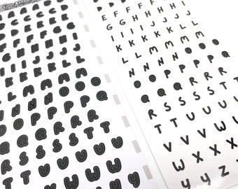Hoja de pegatinas decorativas - Letras de mano - Negro - Diario, Toploader Deco, Scrapbooking, Kpop