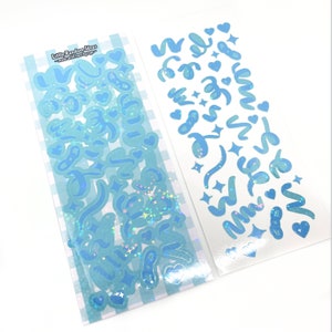Foglio di adesivi decorativi - Coriandoli olografici - Blu - Journaling, Toploader Deco, Scrapbooking, Kpop