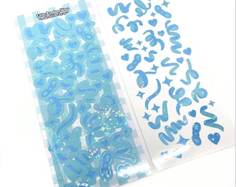 Hoja de pegatinas decorativas - Confeti holográfico - Azul - Diario, Toploader Deco, Scrapbooking, Kpop