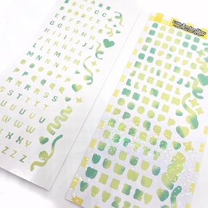 Holographic Deco Sticker Sheet - Yellow - Journaling, Toploader Deco, Scrapbooking, Kpop