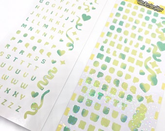 Hoja de pegatinas decorativas holográficas - Amarillo - Diario, Toploader Deco, Scrapbooking, Kpop