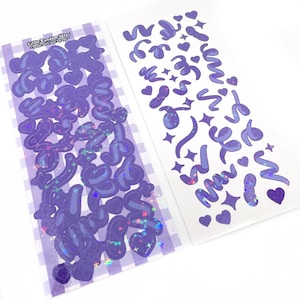 Deco Sticker Sheet - Holographic Confetti - Purple - Journaling, Toploader Deco, Scrapbooking, Kpop