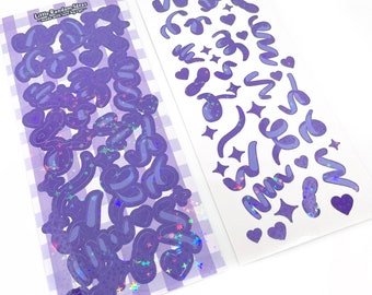 Hoja de pegatinas decorativas - Confeti holográfico - Púrpura - Diario, Toploader Deco, Scrapbooking, Kpop