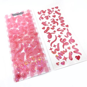 Deco Sticker Sheet - Holographic Confetti - Pink - Journaling, Toploader Deco, Scrapbooking, Kpop