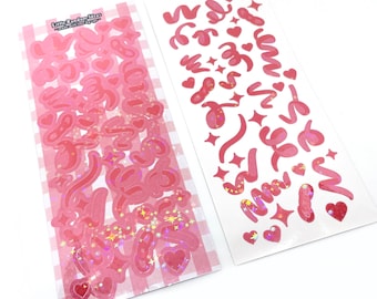 Hoja de pegatinas decorativas - Confeti holográfico - Rosa - Journaling, Toploader Deco, Scrapbooking, Kpop