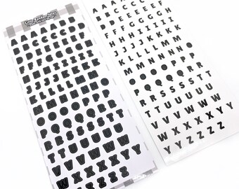 Hoja de pegatinas decorativas - Letras impresas - V1 Negro - Diario, Toploader Deco, Scrapbooking, Kpop