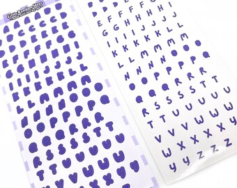 Hoja de pegatinas decorativas - Letras de mano - Púrpura - Diario, Toploader Deco, Scrapbooking, Kpop
