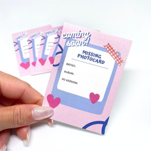 Photocard Binder Filler Cards - V2 Pink Hearts ~ 2.5&quot; x 3.5&quot; - Pack of 10
