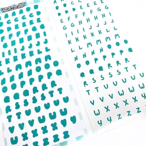 Deco Sticker Vel - Hand Letters - Teal - Journaling, Toploader Deco, Scrapbooking, Kpop