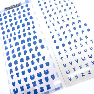Deco Sticker Sheet - Hand Letters - Blue - Journaling, Toploader Deco, Scrapbooking, Kpop