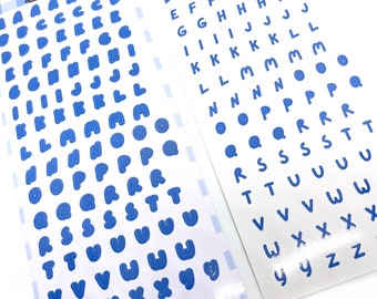 Hoja de pegatinas decorativas - Letras de mano - Azul - Diario, Toploader Deco, Scrapbooking, Kpop